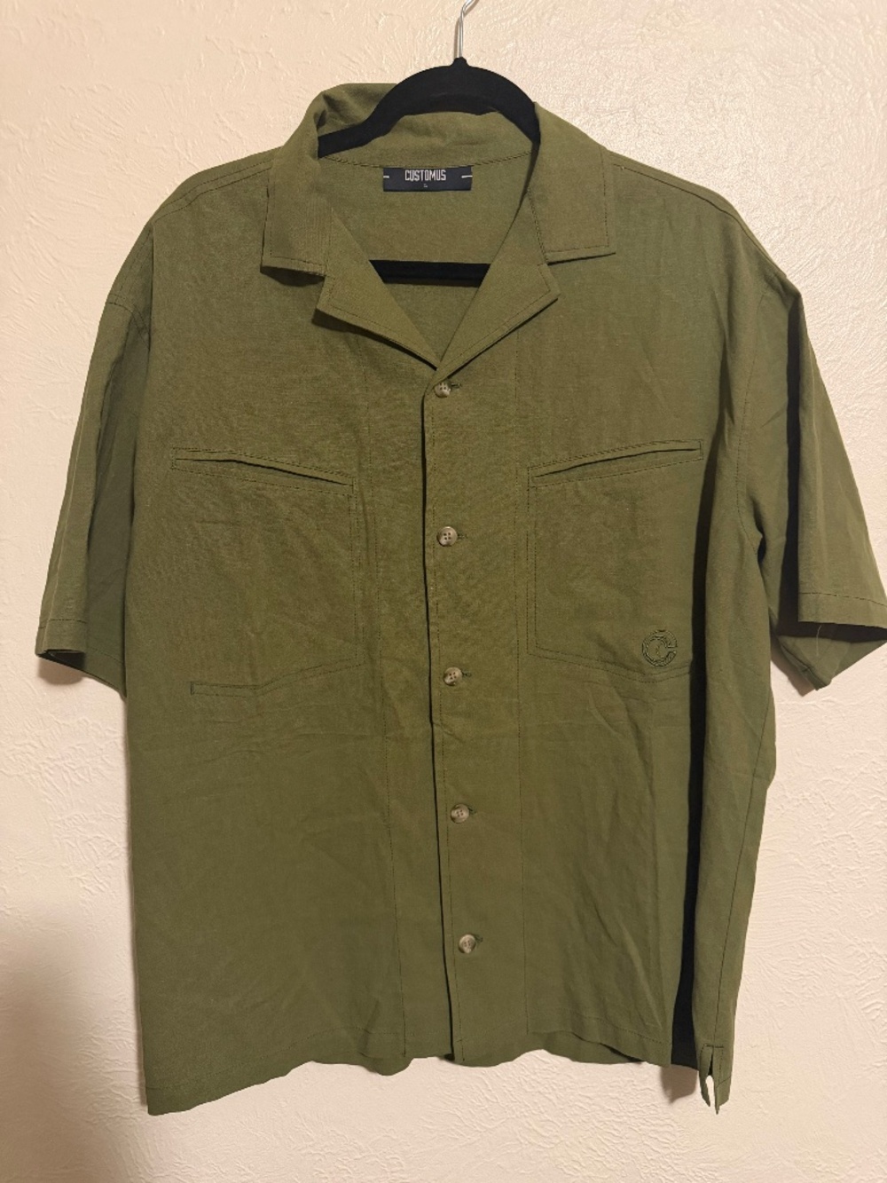 Mens Olive Green Customus Button Up.